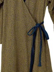 Vorschaubild 3 von Wickelkleid Punkte Gelb Gr. 38 Freizeit Midikleid Schleife Rüschen