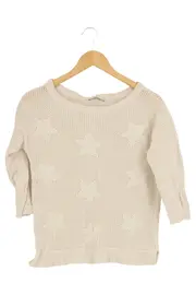 Vorschaubild 1 von Damen Pullover Gr. 38/M Beige Sternenmuster 3/4-Arm Casual