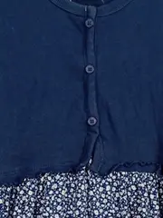 Vorschaubild 4 von Mädchen Kleid Gr. 128 Blau Blumenmuster Rippstrick Freizeitkleid