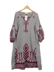 Vorschaubild 1 von Sommerkleid Damen Gr. 40/L Grau Leinen Ethno