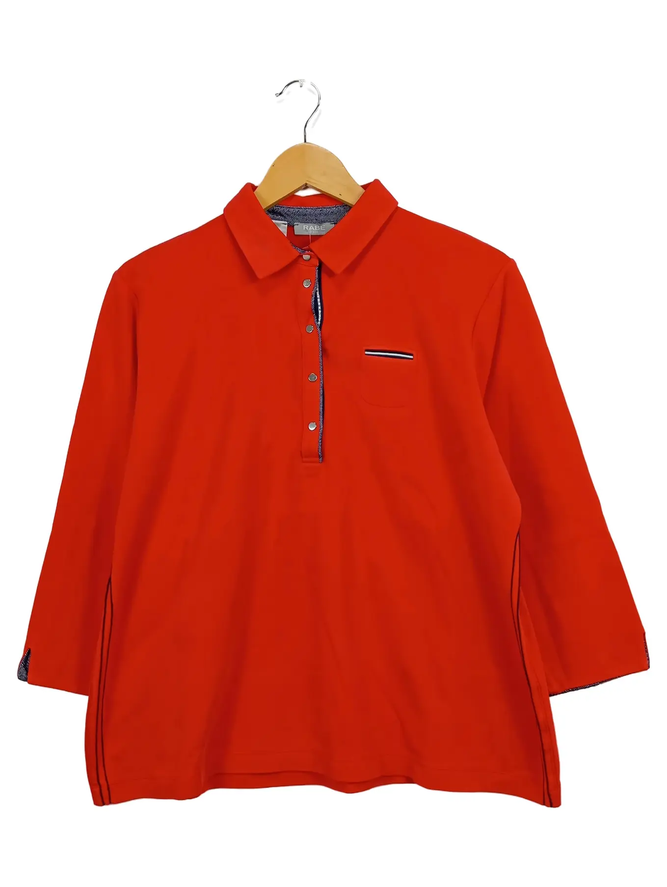 RABE Damen Poloshirt Orange Gr. 44/XXL Casual 3/4-Arm Baumwolle