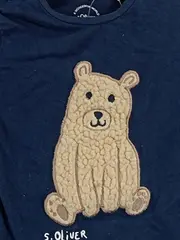 Vorschaubild 3 von Langarmshirt Bär Applikation Blau Gr. 110 Baumwolle Kinder