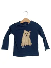 Vorschaubild 1 von Langarmshirt Bär Applikation Blau Gr. 110 Baumwolle Kinder
