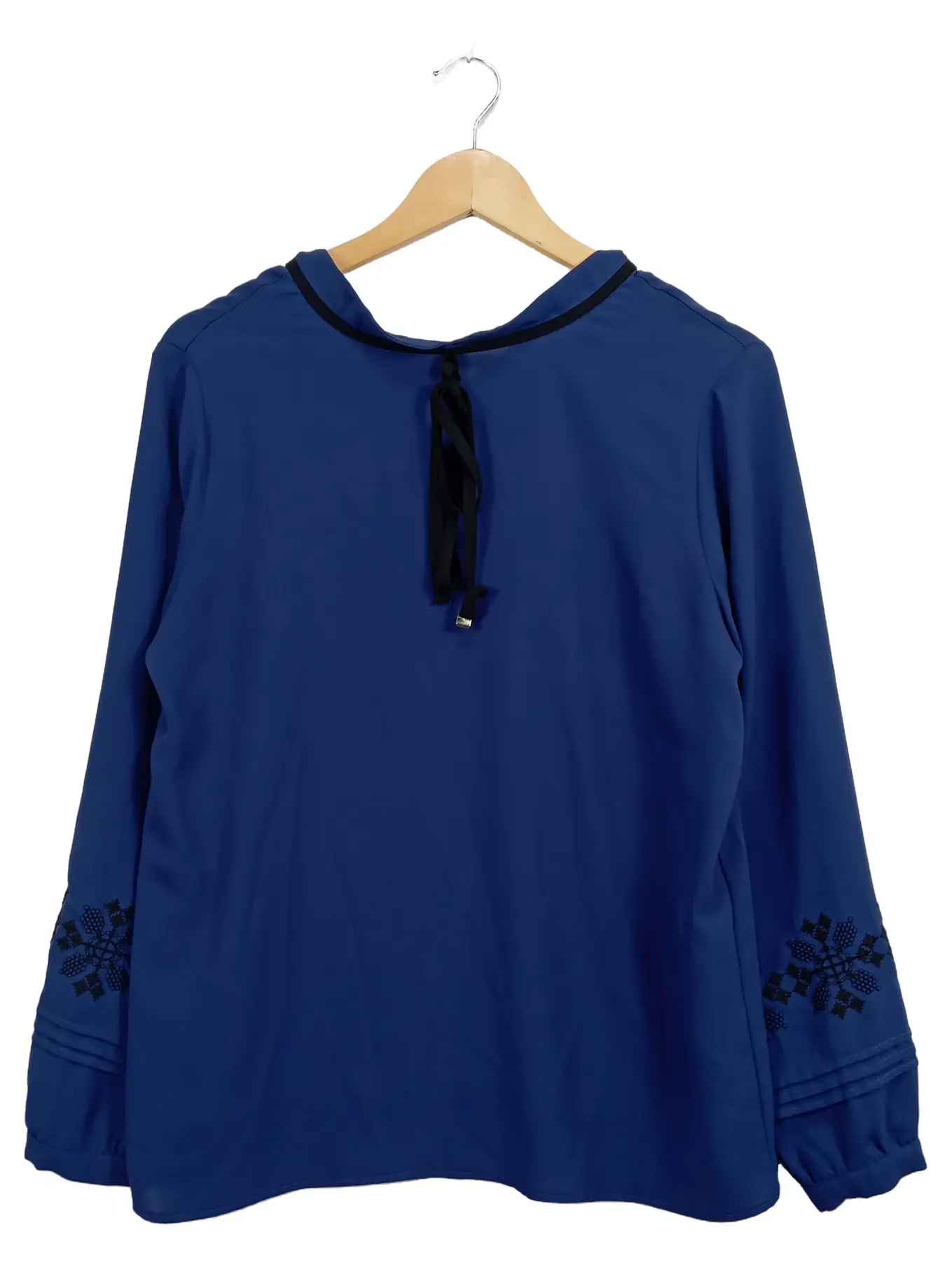 TUĞBA Tuğba Damen Bluse Gr. 44 Blau Modern mit Stickerei Langarm