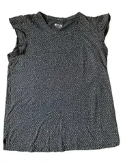 Vorschaubild 1 von Damen T-Shirt Gr. 38/M Schwarz gepunktet Casual Rüschen