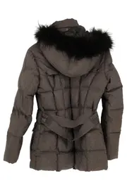 Vorschaubild 2 von Damen Outdoorjacke Gr. 40/L Grau Steppjacke Kapuze Fellbesatz