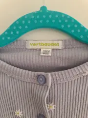 Vorschaubild 4 von Strickjacke Mädchen Gr. 116 Blau Blumenmuster Rippstrick