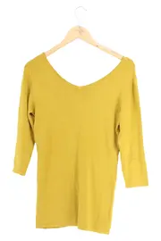 Vorschaubild 2 von Damen Langarmshirt 3/4 Arm Gelb Gr. 36/S Basic Freizeit