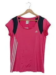 Vorschaubild 1 von Damen T-Shirt Sportlich Rosa Gr. 38/M Streifen Logo-Print