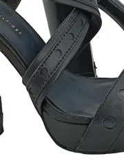 Vorschaubild 2 von Plateausandalen Damen Gr. 37 Schwarz Leder High Heels