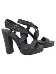 Vorschaubild 1 von Plateausandalen Damen Gr. 37 Schwarz Leder High Heels