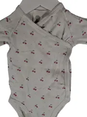 Vorschaubild 2 von Baby Body Gr. 50 Wickelbody Langarm Kirschen Bio Organic Weiß