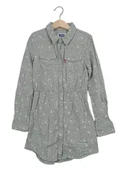 Vorschaubild 1 von Kinder Blusenkleid Gr. 8/128 Grau Sterne Casual Baumwolle