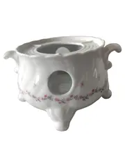Vorschaubild 1 von Stövchen Teewärmer Porzellan Weiß Blumenmuster Klassisch