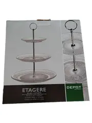 Vorschaubild 1 von Etagere 3-stufig Glas Metall Modern Transparent H34cm Servierplatte