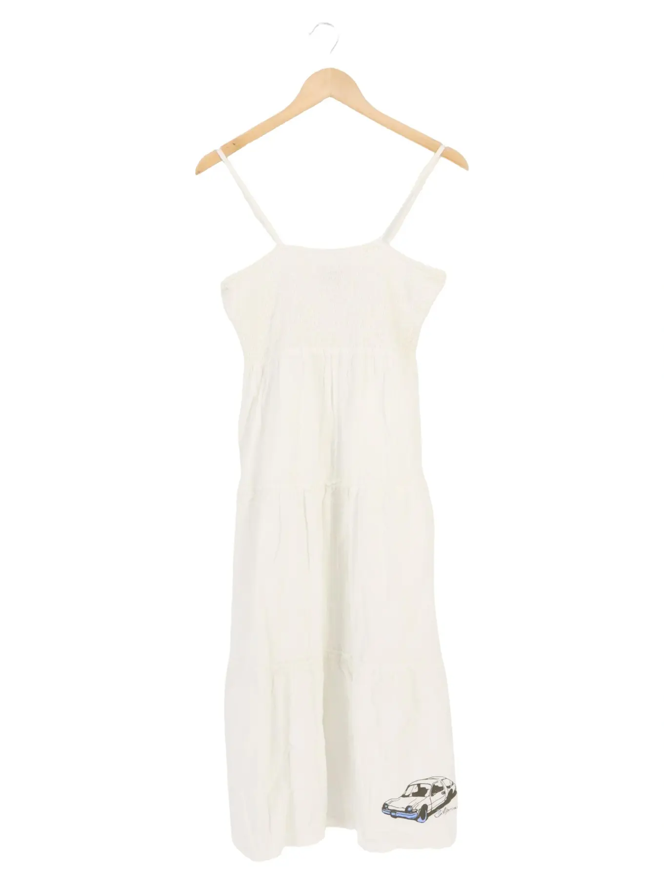 ALPRAUSCH Damen Sommerkleid Gr. 40/L Weiß Casual Bohemian Midikleid Baumwolle