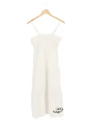 Vorschaubild 1 von Damen Sommerkleid Gr. 40/L Weiß Casual Bohemian Midikleid Baumwolle