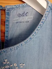 Vorschaubild 3 von EDC Damen Jeanskleid Blau Gr. 34/XS Casual Sommerkleid Stickerei