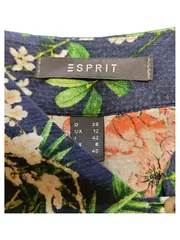 Vorschaubild 4 von Bluse Damen Gr. 38/M Blau Blumenmuster Viskose Langarm