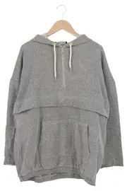 Vorschaubild 1 von Damen Kapuzenpullover Hoodie Oversized Grau Meliert Gr. 32 XXS