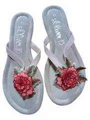 Vorschaubild 1 von Zehentrenner Damen 37 Beige Sandalen Casual Feminin Blumenmuster