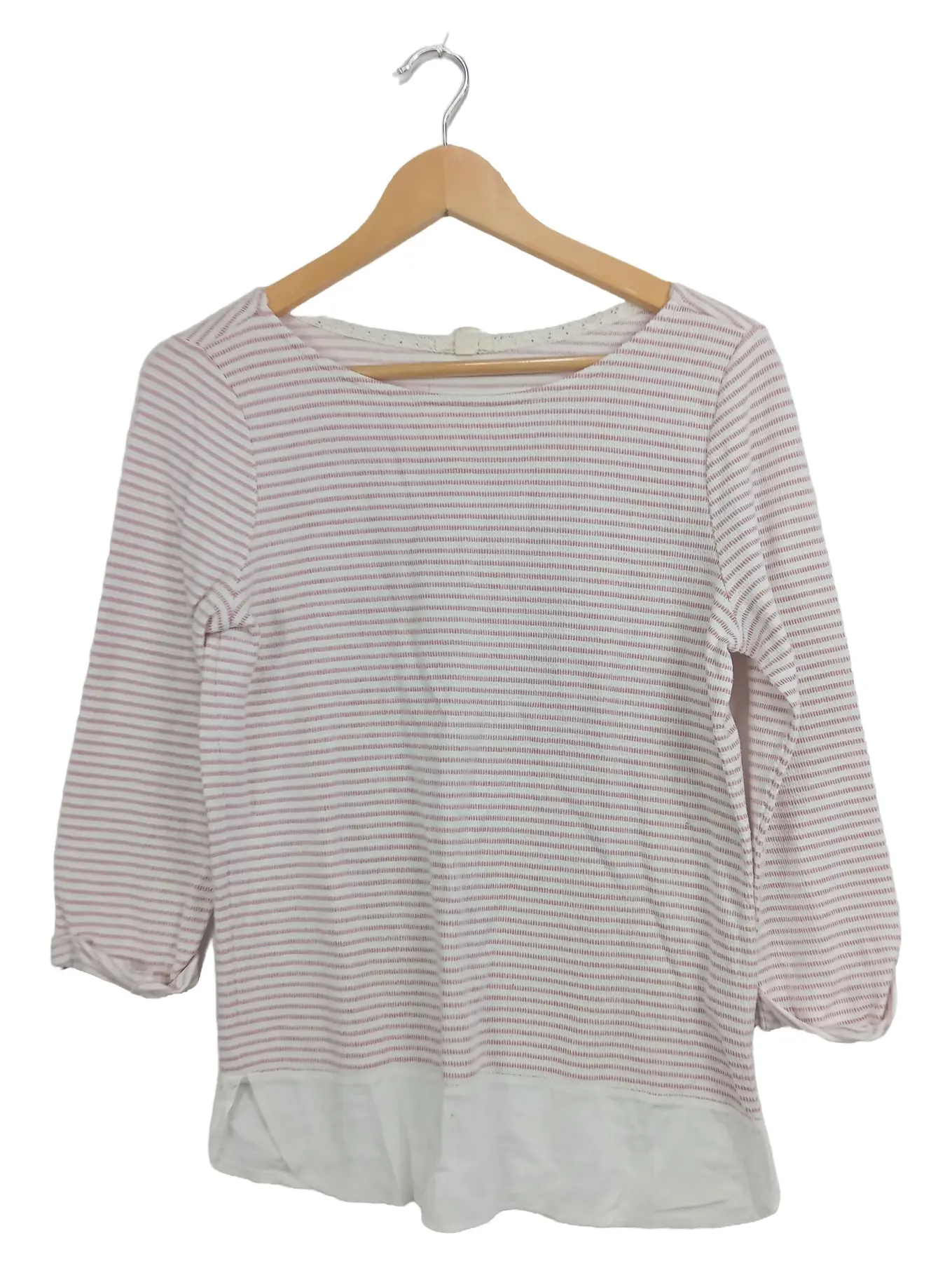 ESPRIT Damen T-Shirt 36;S Weiß Gestreift 3/4-Arm