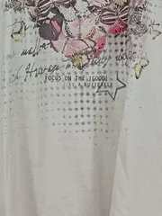Vorschaubild 4 von Taifun Damen T-Shirt Gr. 40/L Beige Casual mit Schriftzug & Blumenmuster