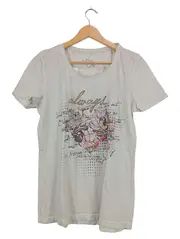 Vorschaubild 1 von Taifun Damen T-Shirt Gr. 40/L Beige Casual mit Schriftzug & Blumenmuster