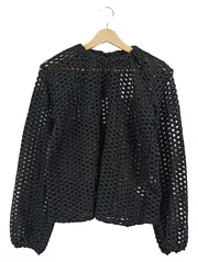 Vorschaubild 1 von Damen Langarmshirt Netzoptik Lochmuster Schwarz Gr. 36, S