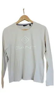 Vorschaubild 1 von Herren Langarmshirt Beige Gr. 50/L Casual Logo-Print Baumwolle