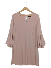 Vorschaubild 1 von Hemdblusenkleid Damen Rosa Gr. 36/S Elegant Rüschen Midikleid