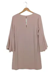 Vorschaubild 2 von Hemdblusenkleid Damen Rosa Gr. 36/S Elegant Rüschen Midikleid