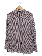 Vorschaubild 1 von Damen Hemdbluse Gr. 42/XL Mehrfarbig Gestreift Leopardenmuster