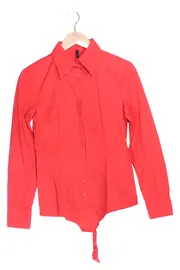 Vorschaubild 1 von Benetton Damen Hemdbluse Rot Gr. 36/S Elegant Klassisch Preppy Baumwolle