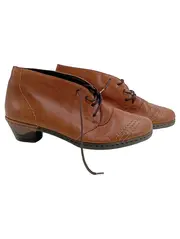 Vorschaubild 1 von Damen Stiefelette Gr. 38 Braun Leder Schnürschuhe Casual