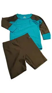 Vorschaubild 2 von Kinder Rashguard Set Shirt Shorts Gr. 122/128 Blau Grau