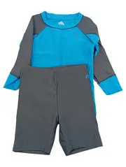 Vorschaubild 1 von Kinder Rashguard Set Shirt Shorts Gr. 122/128 Blau Grau