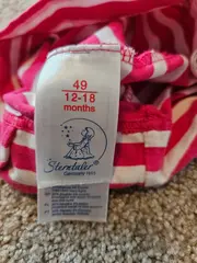 Vorschaubild 2 von Baby Mütze Bindemütze Mädchen Gr. 49 Pink Weiß Gestreift