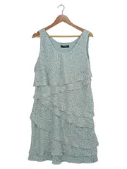 Vorschaubild 1 von TAIFUN Damen Sommerkleid Gr. L Türkis Volant Schlangenmuster Elegant