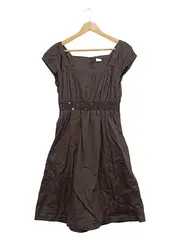 Vorschaubild 1 von Empirekleid Damen Braun Baumwolle Pailletten Raffungen Gr. 40 L