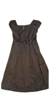Vorschaubild 6 von Empirekleid Damen Braun Baumwolle Pailletten Raffungen Gr. 40 L