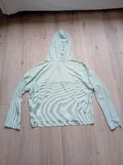 Vorschaubild 2 von Denim Damen Hoodie Kapuzenpullover Gr. M Türkis Gestreift