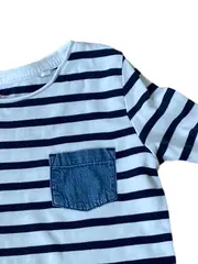 Vorschaubild 3 von Langarmshirt Kinder Gestreift Brusttasche Gr. 98 Baumwolle