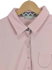 Vorschaubild 2 von Damen Poloshirt Klassisch Rosa Gr. 42 XL Kurzarm Baumwolle Uni