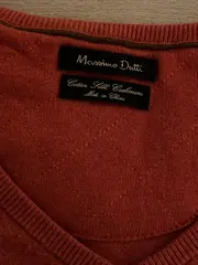 Vorschaubild 4 von Pullover Herren L V-Ausschnitt Orange Baumwolle Seide Kaschmir