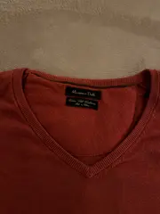 Vorschaubild 3 von Pullover Herren L V-Ausschnitt Orange Baumwolle Seide Kaschmir