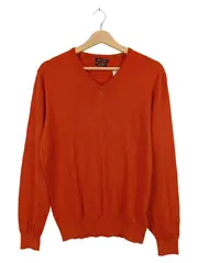 Vorschaubild 1 von Pullover Herren L V-Ausschnitt Orange Baumwolle Seide Kaschmir