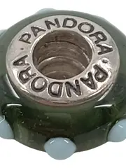 Vorschaubild 2 von Murano Glas Charm Bead Polka Dot Grün Hellblau 925 Silber