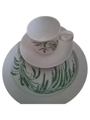 Vorschaubild 1 von studio-linie Kaffeetasse & Untertasse 3tlg Porzellan Blumenmuster weiß