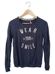 Vorschaubild 1 von Damen Pullover Blau Gr. 36/S Casual Langarm Schriftzug Baumwolle Modal